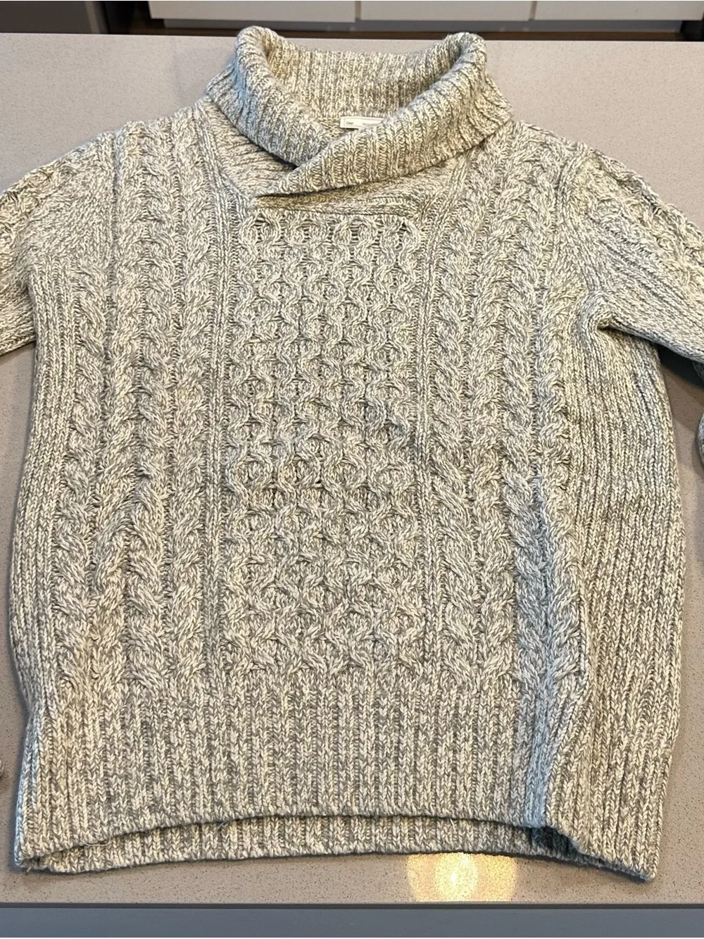 GAP Cream Heather Cable-Knit Cowl Neck Sweater